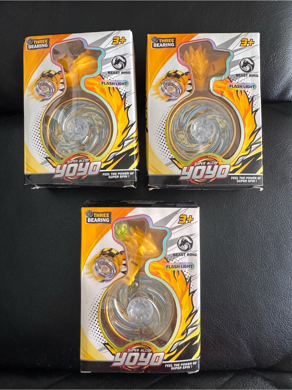 NEW 3 set Yellow Flashing Dragon Yo-Yo for Kids - Unbranded